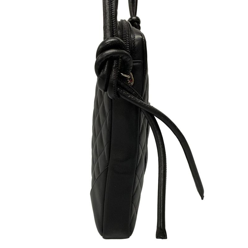 Chanel Shoulder Bag Cambon Line Medium Pochette A25178 Black Silver Hardware