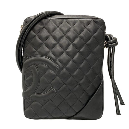 Chanel Shoulder Bag Cambon Line Medium Pochette A25178 Black Silver Hardware