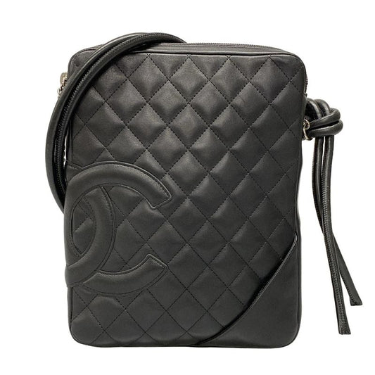 Chanel Shoulder Bag Cambon Line Medium Pochette A25178 Black Silver Hardware