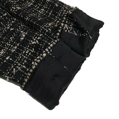 Chanel Jacket Size 38 M Women's P24952 Black And Ivory Lame/tweed/emblem Cotton