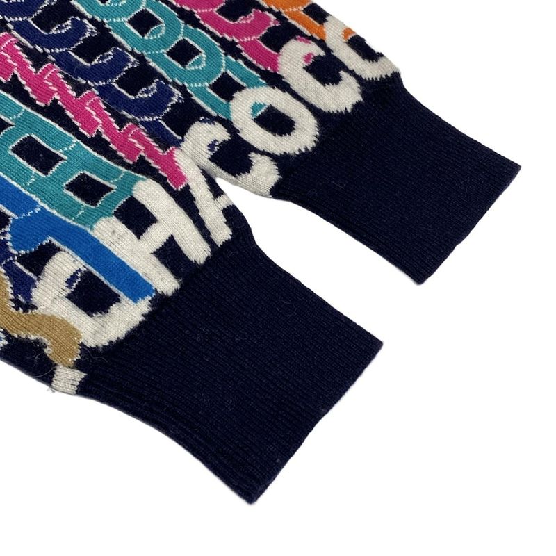 Chanel Cardigan Size 40 M Women's P71599 Black X Pink X Multi Rhinestones