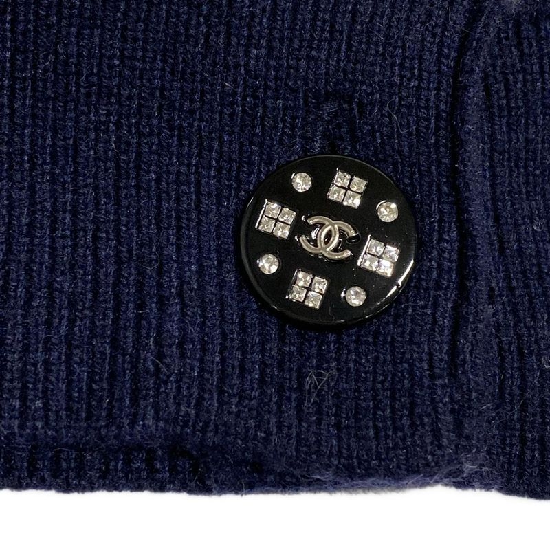 Chanel Cardigan Size 40 M Women's P71599 Black X Pink X Multi Rhinestones