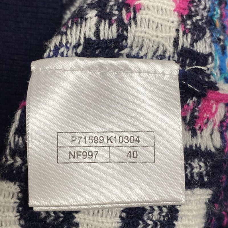 Chanel Cardigan Size 40 M Women's P71599 Black X Pink X Multi Rhinestones