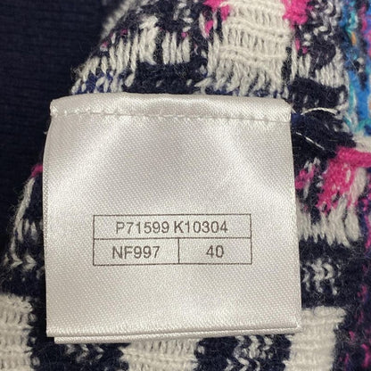 Chanel Cardigan Size 40 M Women's P71599 Black X Pink X Multi Rhinestones