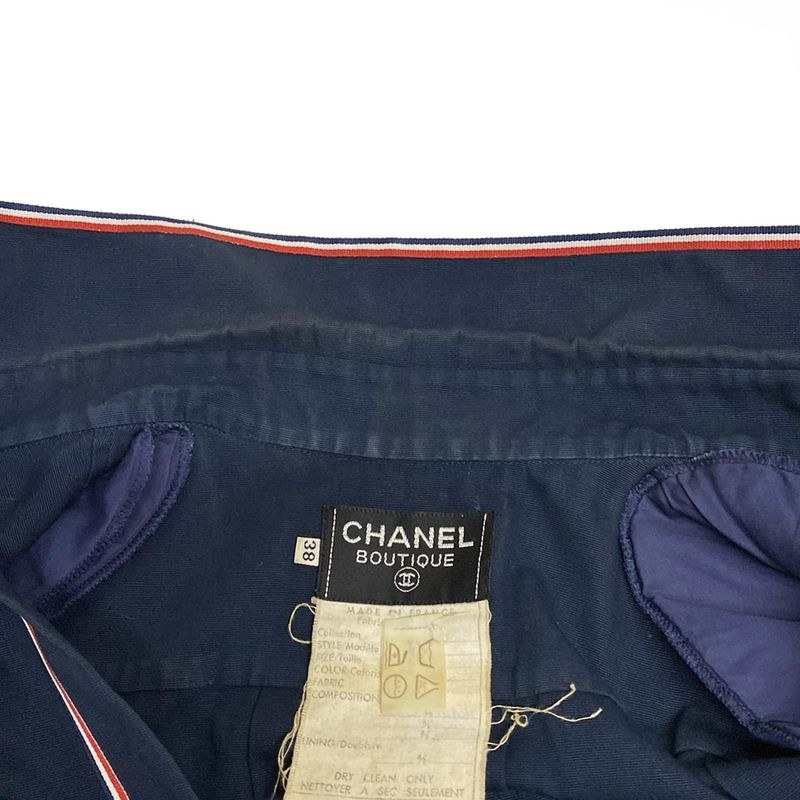 Chanel Dress Size 38 M Women's Navy Cotton