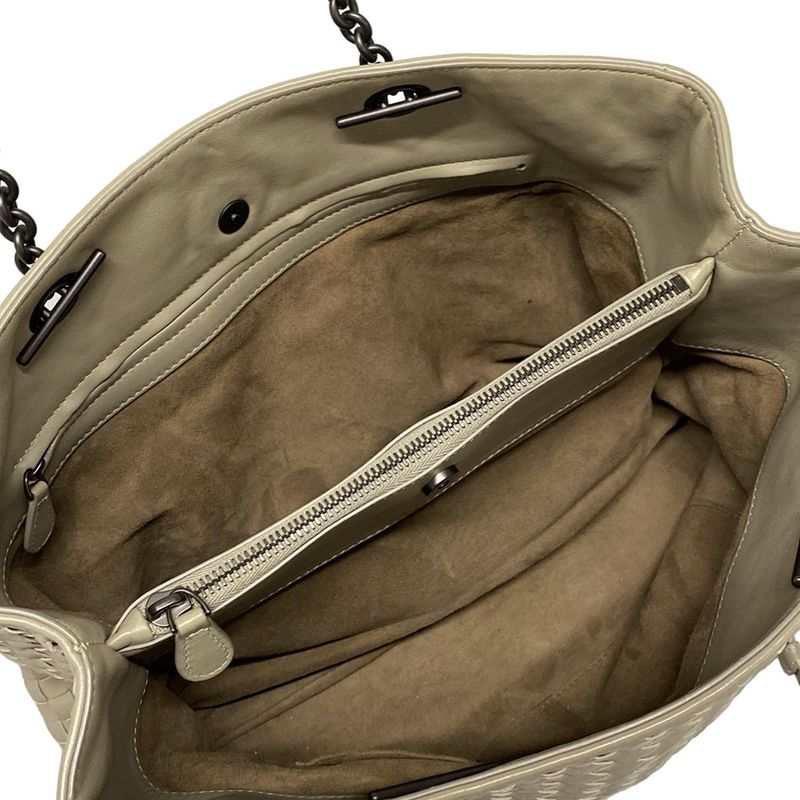 Bottega Veneta Intrecciato Gray Chain Shoulder Leather