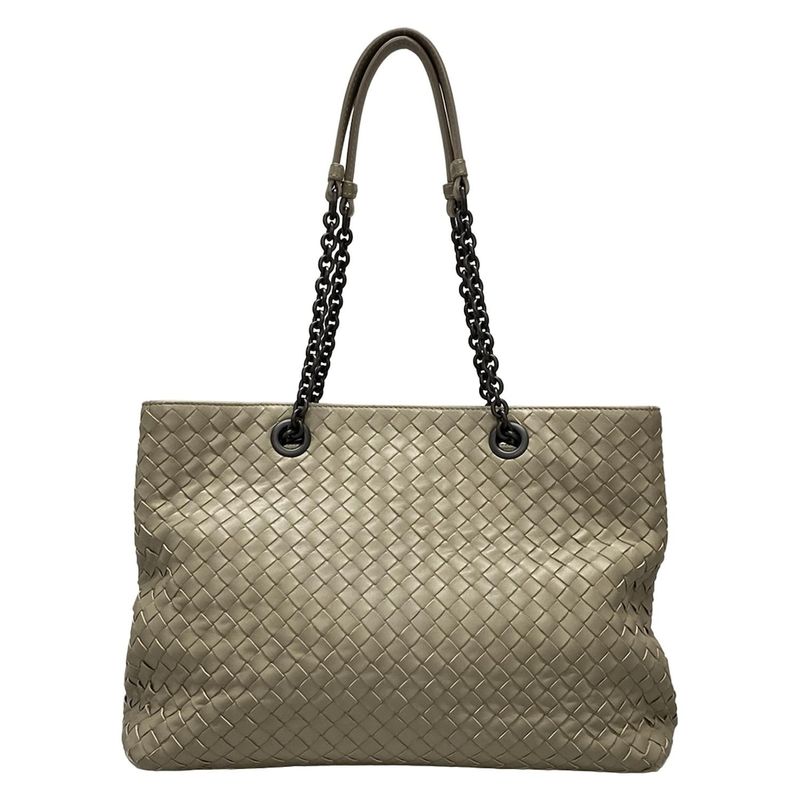 Bottega Veneta Intrecciato Gray Chain Shoulder Leather