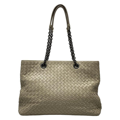 Bottega Veneta Intrecciato Gray Chain Shoulder Leather