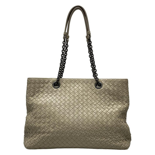 Bottega Veneta Intrecciato Gray Chain Shoulder Leather