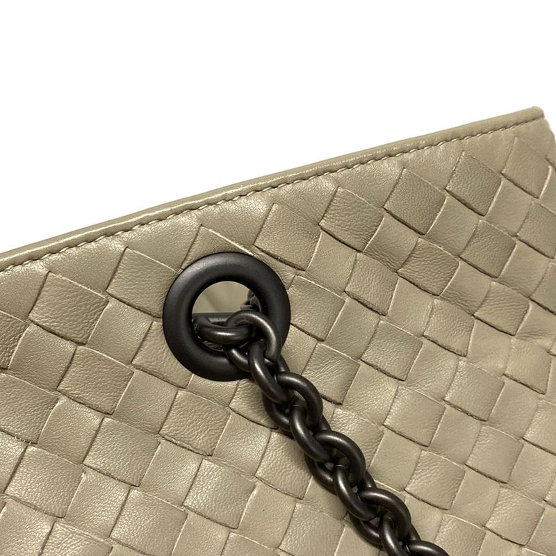 Bottega Veneta Intrecciato Gray Chain Shoulder Leather
