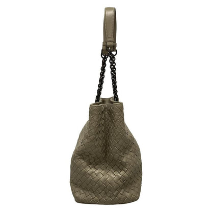 Bottega Veneta Intrecciato Gray Chain Shoulder Leather