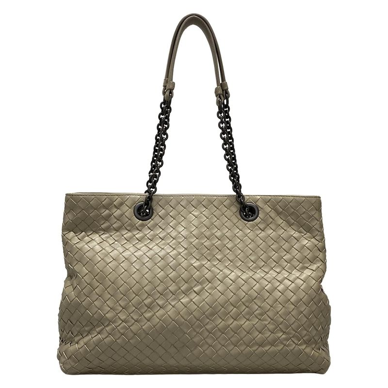 Bottega Veneta Intrecciato Gray Chain Shoulder Leather