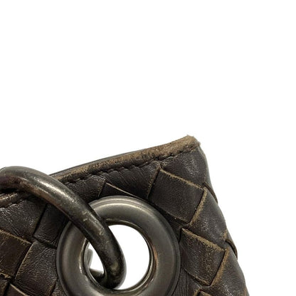 Bottega Veneta Intrecciato Shoulder Bag 161623 Dark Brown Leather