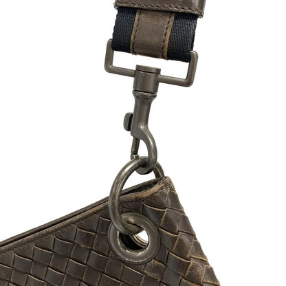 Bottega Veneta Intrecciato Shoulder Bag 161623 Dark Brown Leather