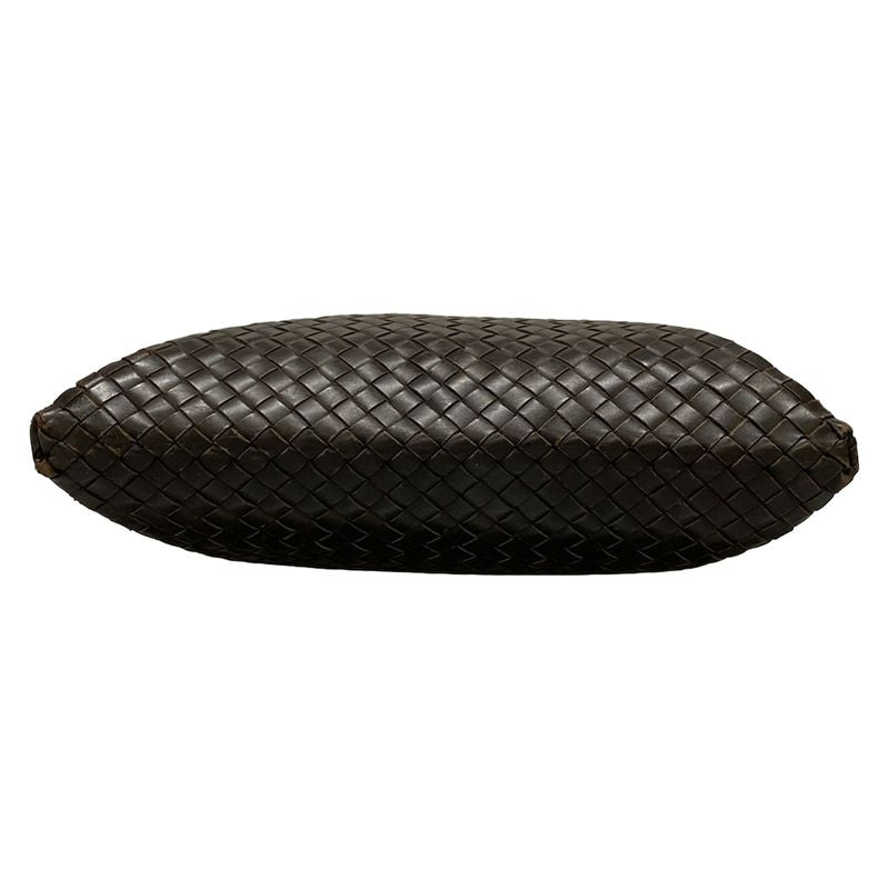 Bottega Veneta Intrecciato Shoulder Bag 161623 Dark Brown Leather