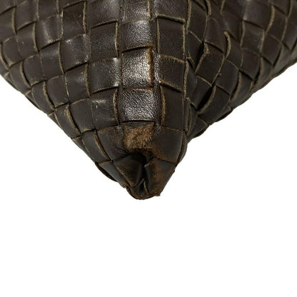 Bottega Veneta Intrecciato Shoulder Bag 161623 Dark Brown Leather