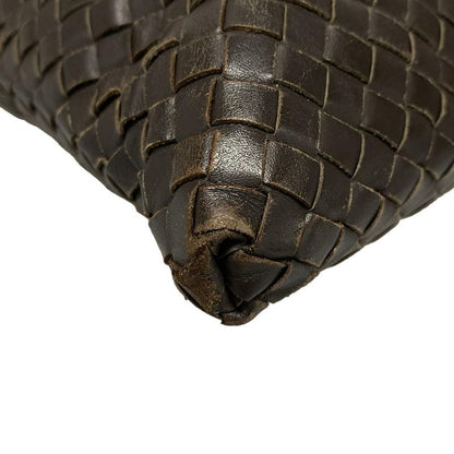 Bottega Veneta Intrecciato Shoulder Bag 161623 Dark Brown Leather