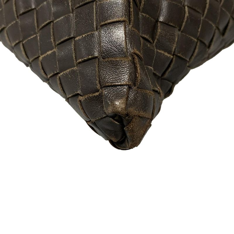 Bottega Veneta Intrecciato Shoulder Bag 161623 Dark Brown Leather