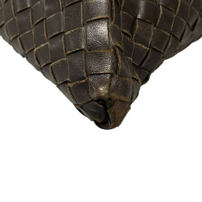 Bottega Veneta Intrecciato Shoulder Bag 161623 Dark Brown Leather