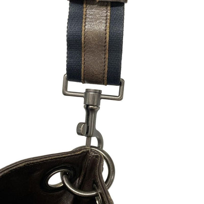 Bottega Veneta Intrecciato Shoulder Bag 161623 Dark Brown Leather