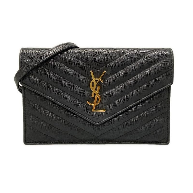 Saint Laurent Paris Wallet Monogram Saint Laurent Envelope 393953 Black Chain