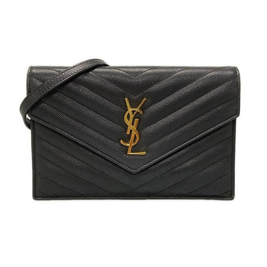 Saint Laurent Paris Wallet Monogram Saint Laurent Envelope 393953 Black Chain
