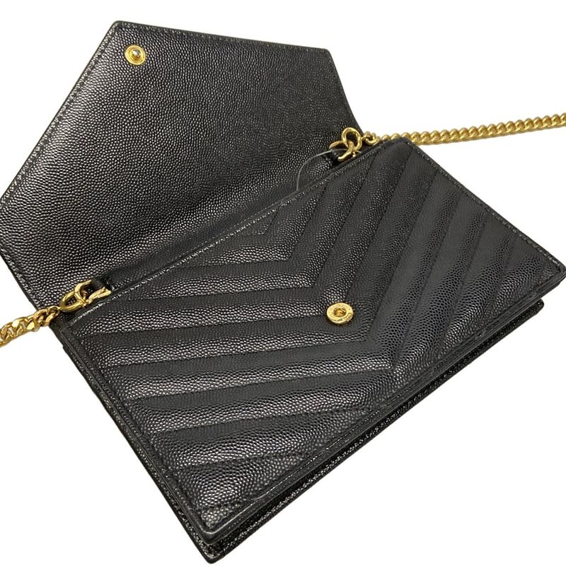 Saint Laurent Paris Wallet Monogram Saint Laurent Envelope 393953 Black Chain