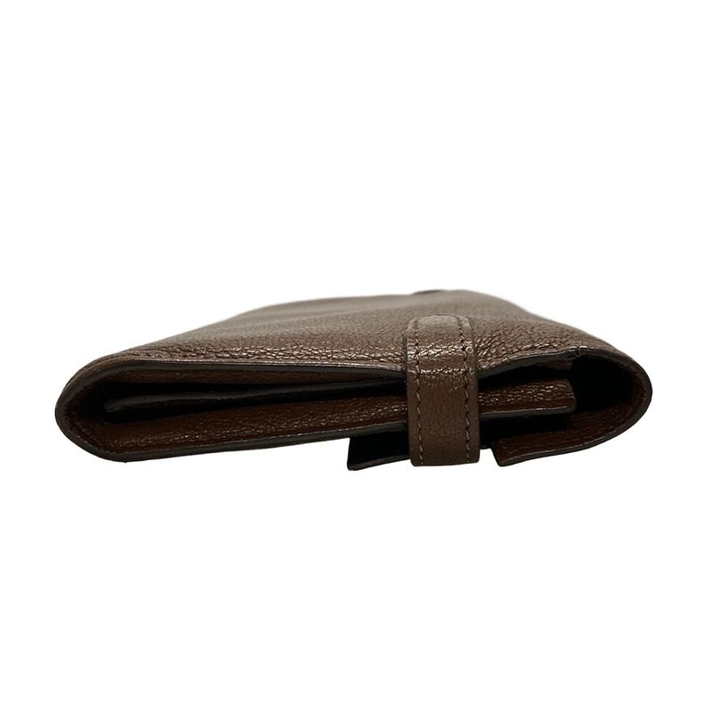 Hermes Kelly Wallet Long Brown Silver Hardware