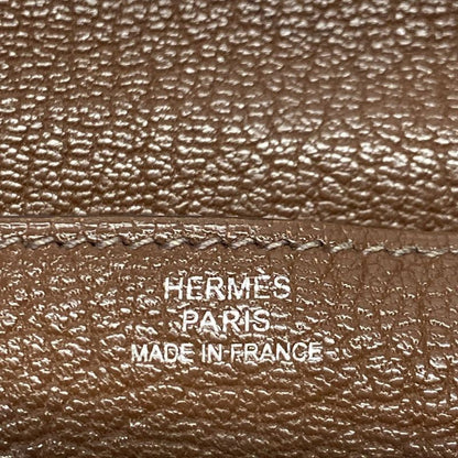 Hermes Kelly Wallet Long Brown Silver Hardware