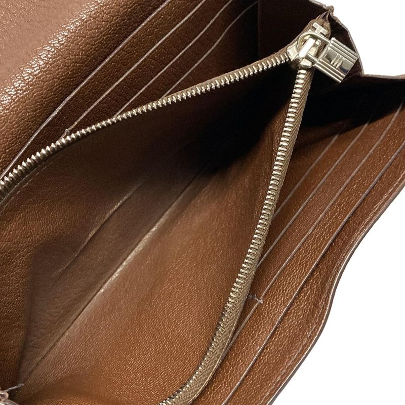 Hermes Kelly Wallet Long Brown Silver Hardware