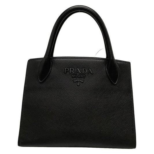 Prada Tote Bag Monochrome Bag Black Leather