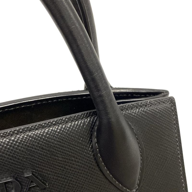 Prada Tote Bag Monochrome Bag Black Leather