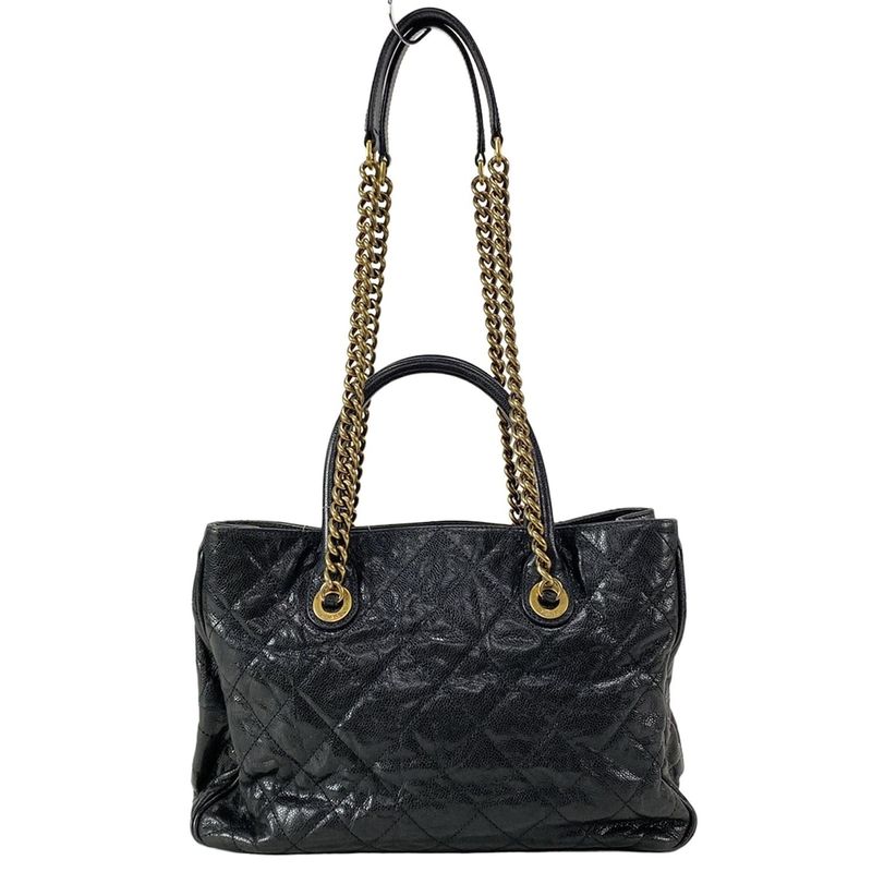 Chanel Tote Bag Shiva / Matelasse Black Chain Shoulder / Vintage Gold Hardware