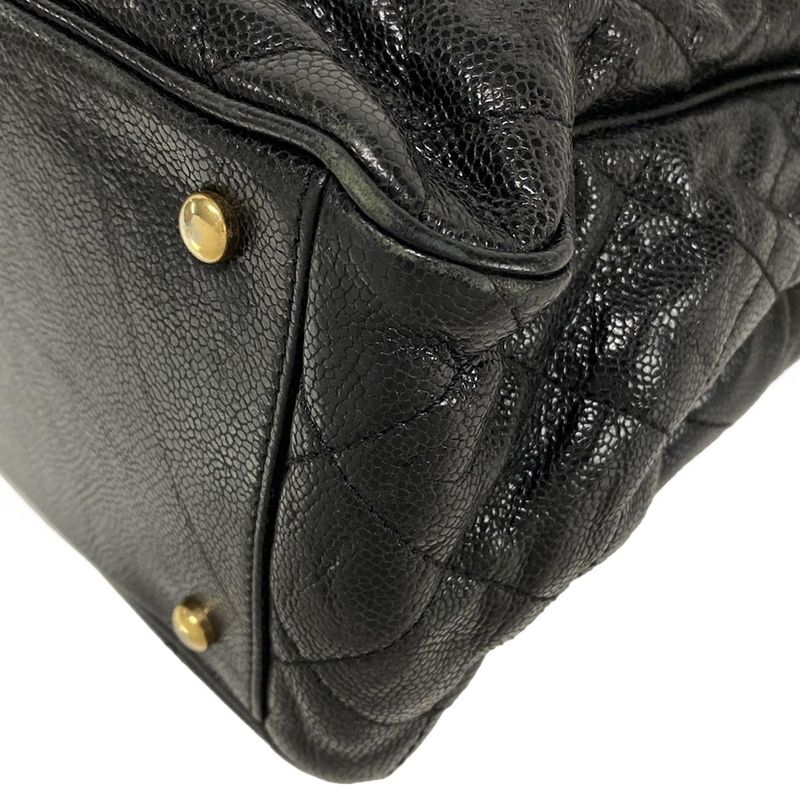 Chanel Tote Bag Shiva / Matelasse Black Chain Shoulder / Vintage Gold Hardware