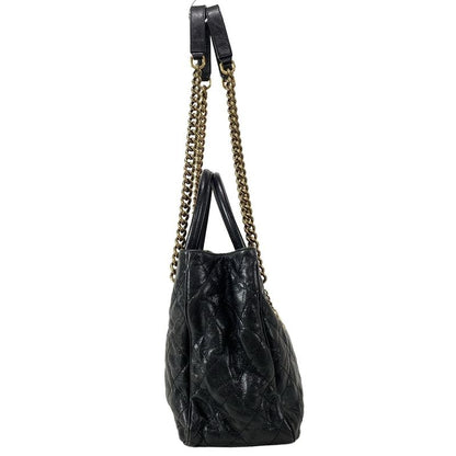 Chanel Tote Bag Shiva / Matelasse Black Chain Shoulder / Vintage Gold Hardware