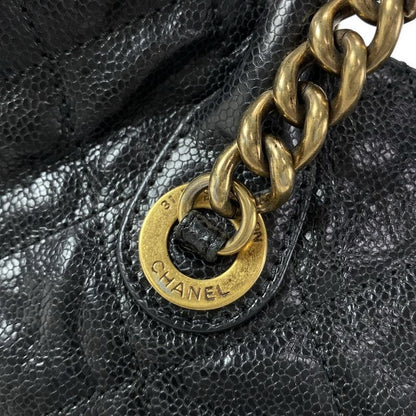 Chanel Tote Bag Shiva / Matelasse Black Chain Shoulder / Vintage Gold Hardware