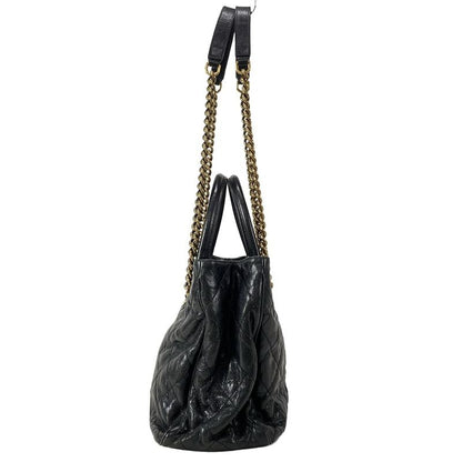 Chanel Tote Bag Shiva / Matelasse Black Chain Shoulder / Vintage Gold Hardware