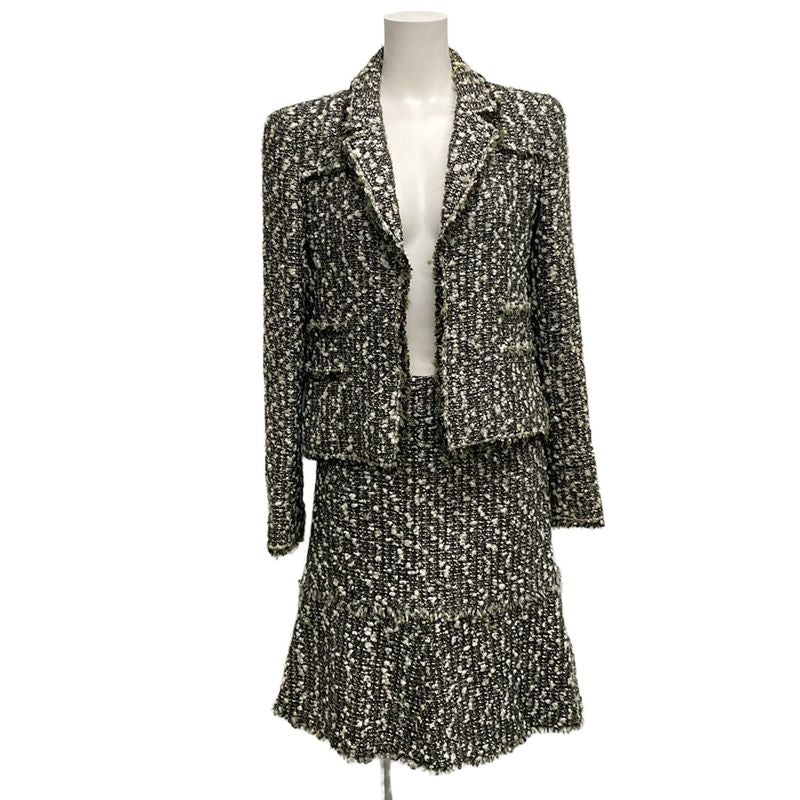 Chanel Skirt Suit Size 38 M Ladies P24398/p24139 Black X White X Multi Tweed/lam