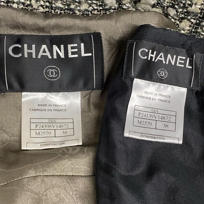 Chanel Skirt Suit Size 38 M Ladies P24398/p24139 Black X White X Multi Tweed/lam