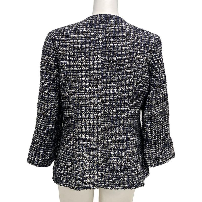 Chanel Jacket Size 40 M Women's P44672 Navy X White X Multi Tweed Wool