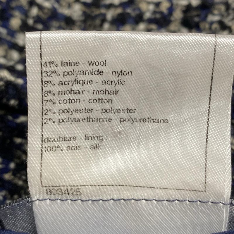 Chanel Jacket Size 40 M Women's P44672 Navy X White X Multi Tweed Wool