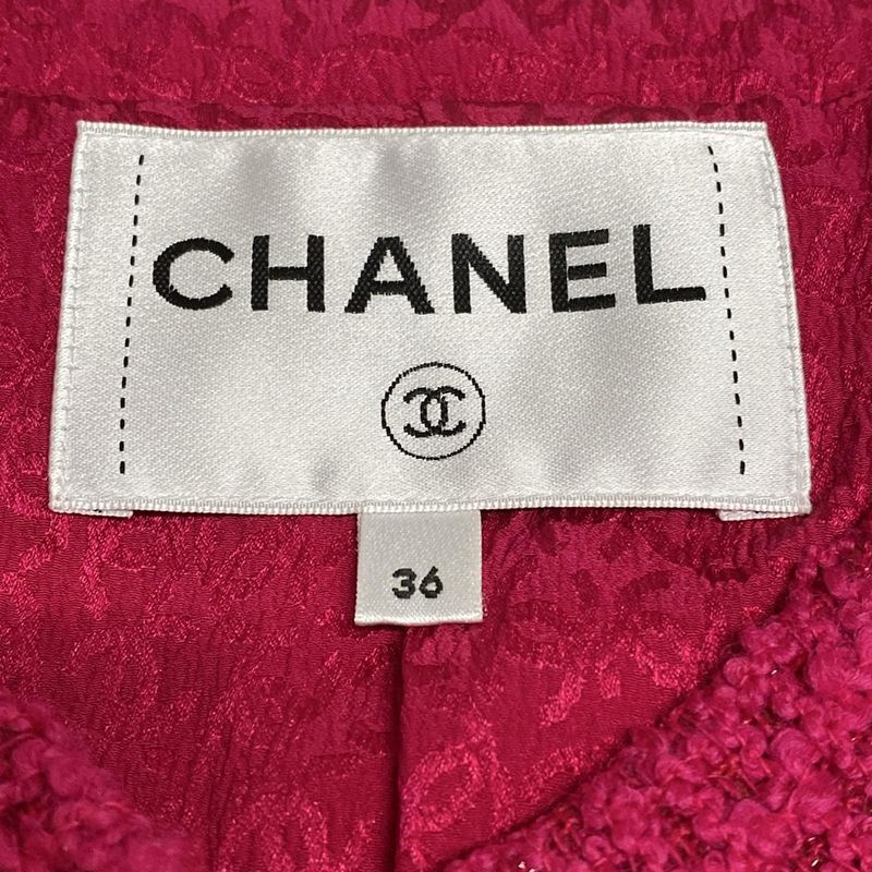 Chanel Jacket Size 36 S Women's P71724 Pink Tweed/lame/cropped/coco Button Wool