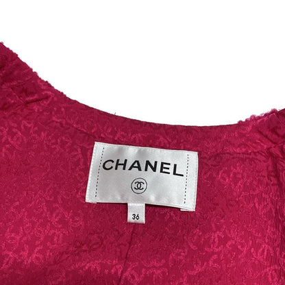 Chanel Jacket Size 36 S Women's P71724 Pink Tweed/lame/cropped/coco Button Wool