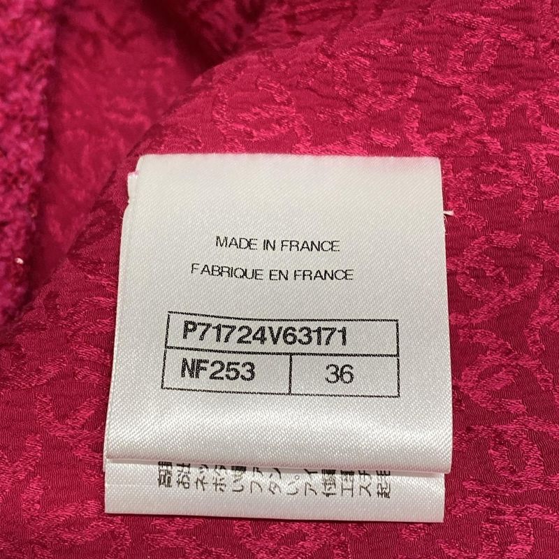 Chanel Jacket Size 36 S Women's P71724 Pink Tweed/lame/cropped/coco Button Wool