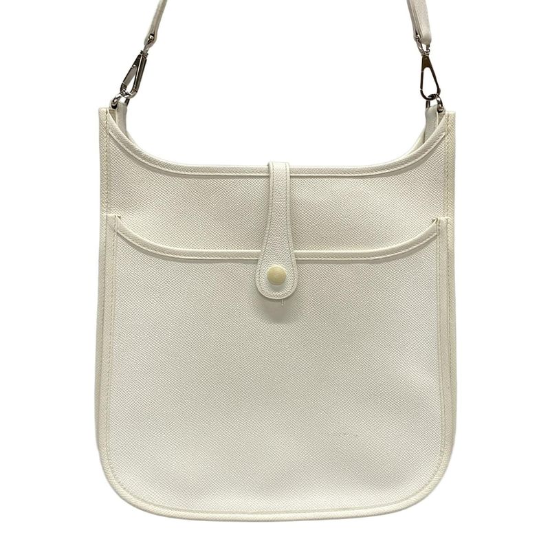 Hermes Shoulder Bag Evelyndu PM White Silver Hardware