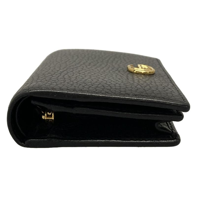 Gucci Double Authenticity Card Case Wallet/gg Marmont 456126 Black Leather