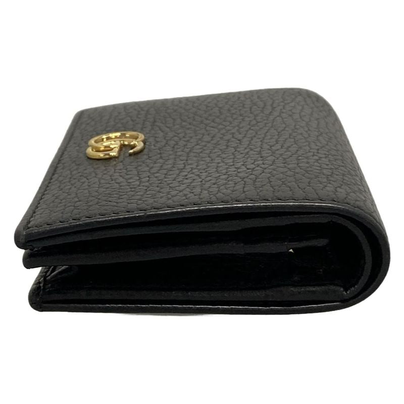 Gucci Double Authenticity Card Case Wallet/gg Marmont 456126 Black Leather