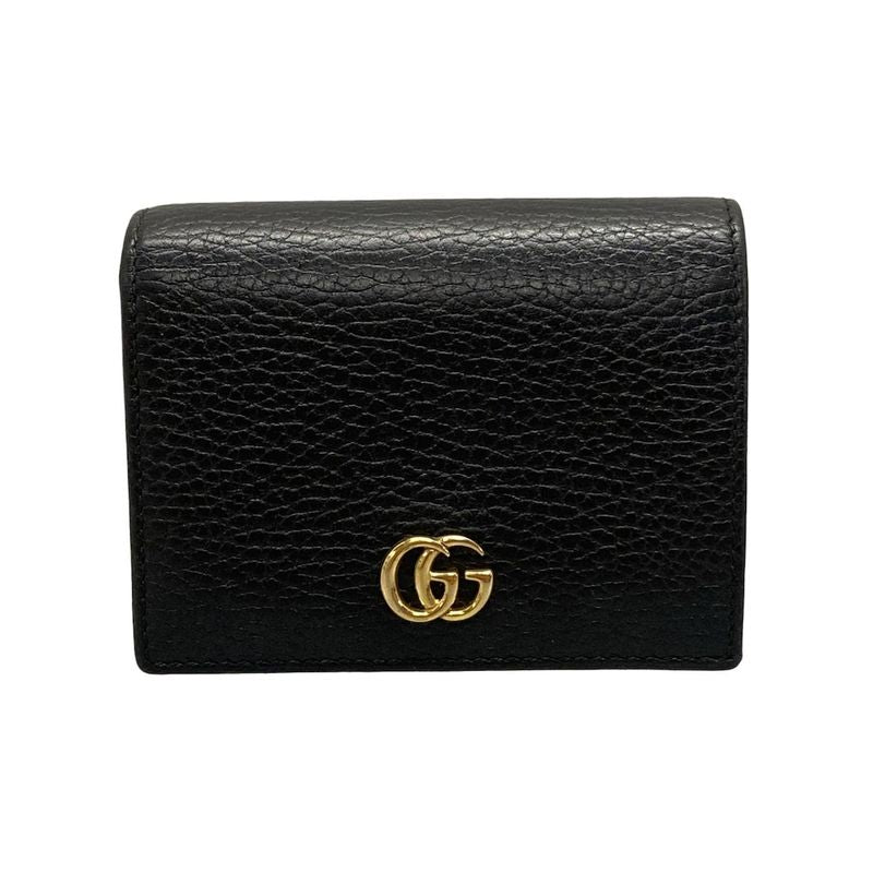 Gucci Double Authenticity Card Case Wallet/gg Marmont 456126 Black Leather