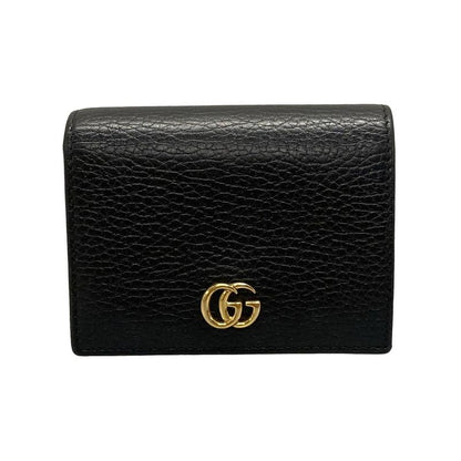Gucci Double Authenticity Card Case Wallet/gg Marmont 456126 Black Leather