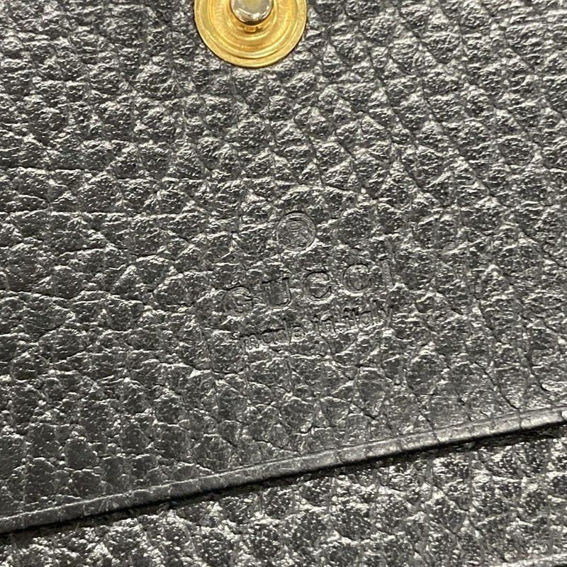 Gucci Double Authenticity Card Case Wallet/gg Marmont 456126 Black Leather